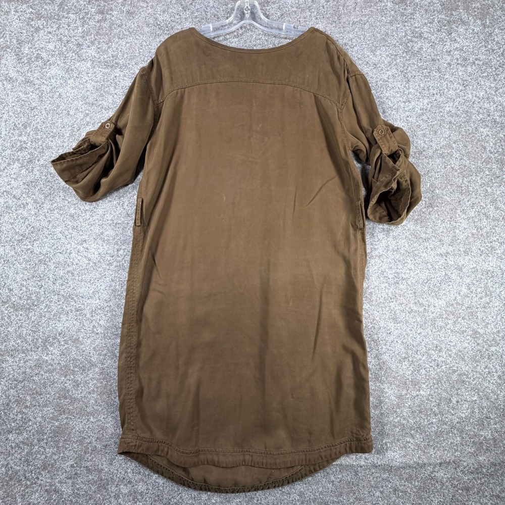 Three Dots Shift Dress Womens Medium‎ Brown Roll Tab Sleeves Round Neck Pullover